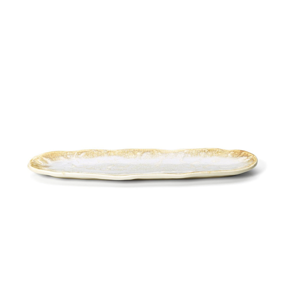 Beige ceramic oval platter