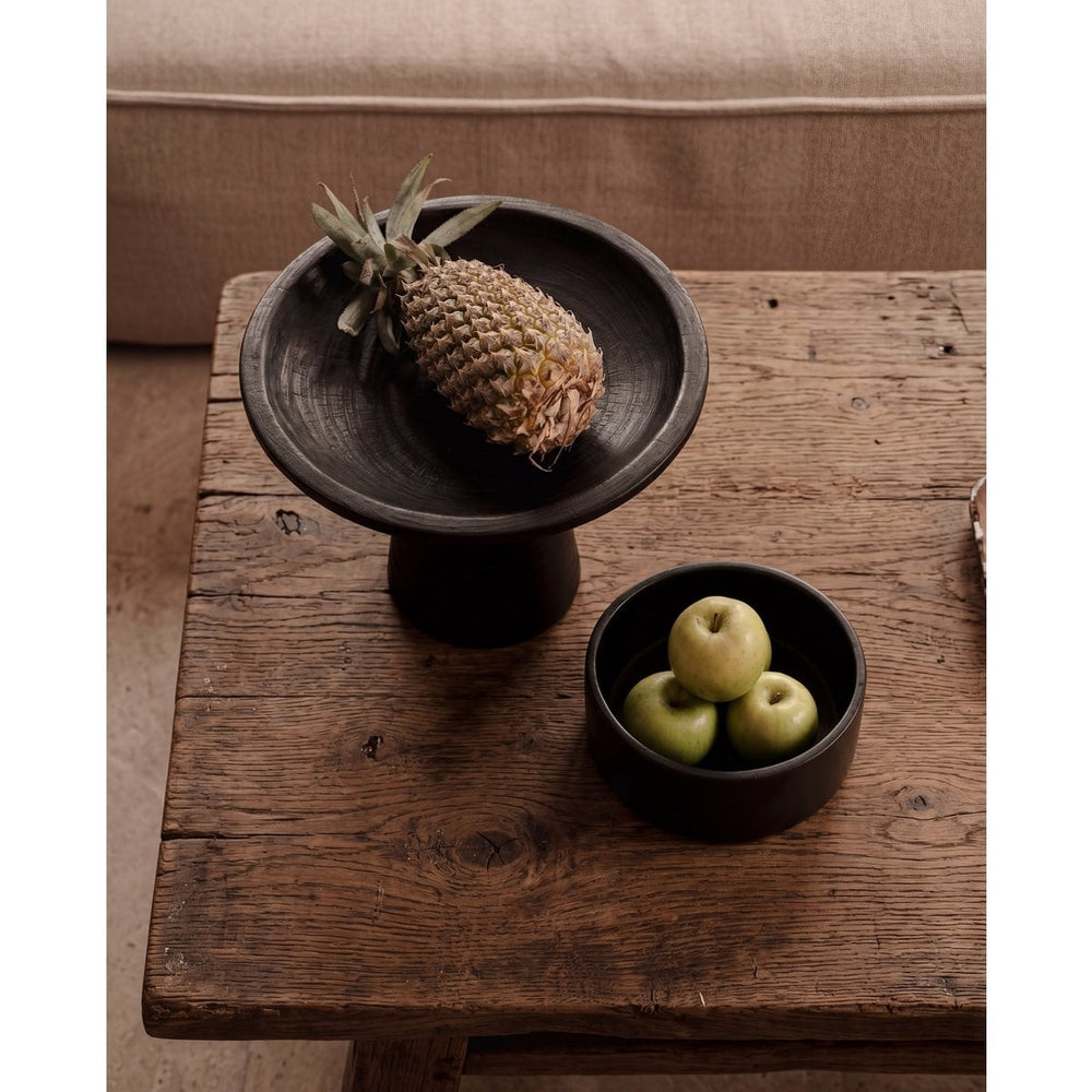 Black terracotta cylinder serving dish