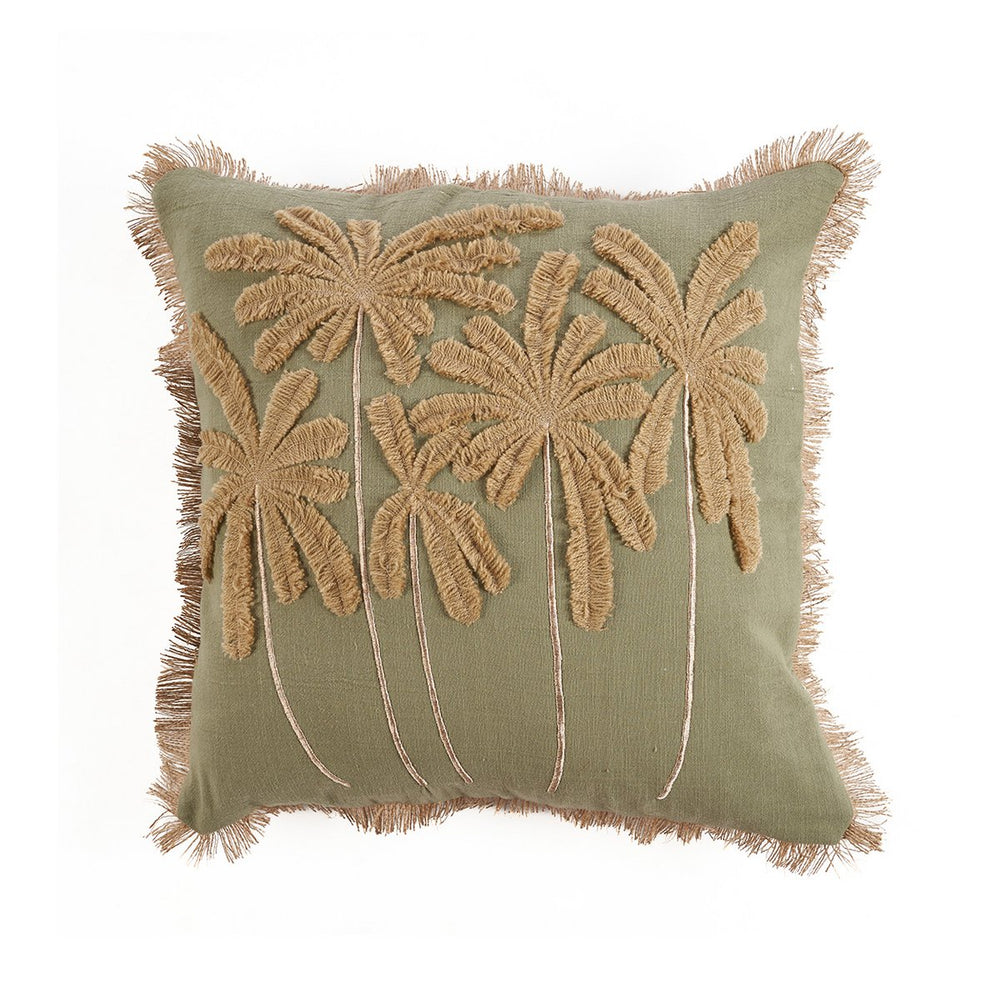 Forest green cotton cushion cover