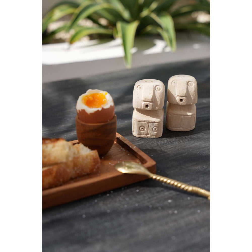 Hand-carved sandstone salt and pepper shakers set