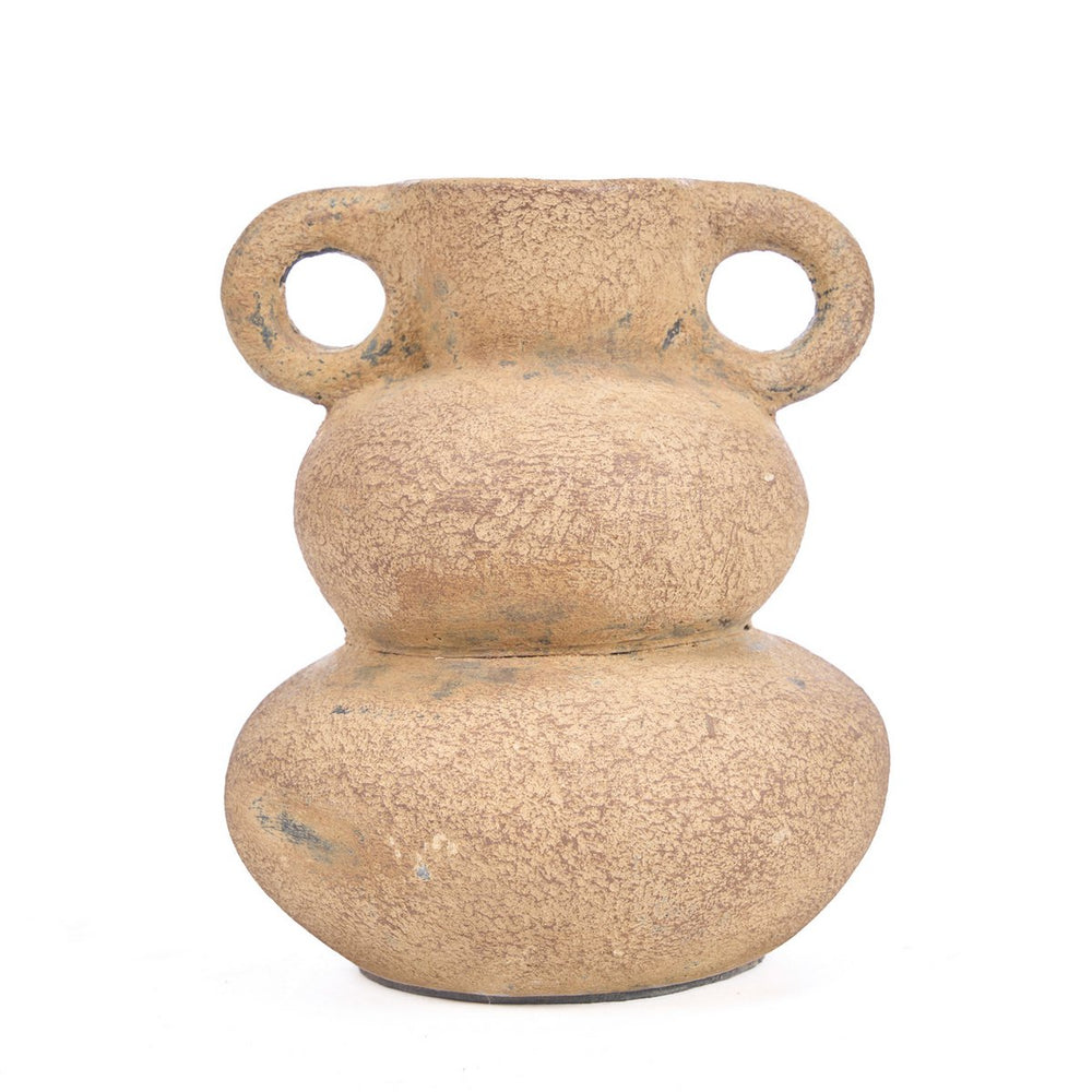 Beige terracotta vase with sand finish