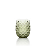 Olive green ribbed glass water glass