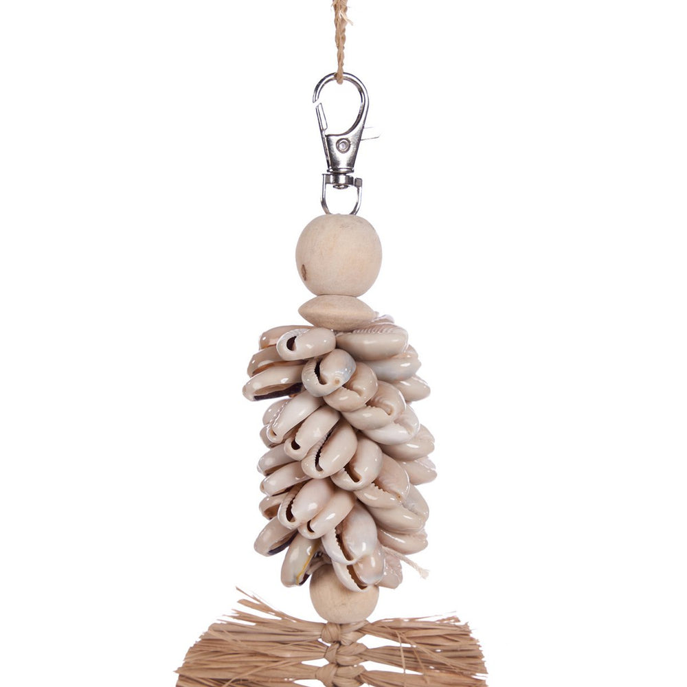 Brown woven grass leaf keychain