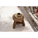 Natural raffia coaster with fringed edge