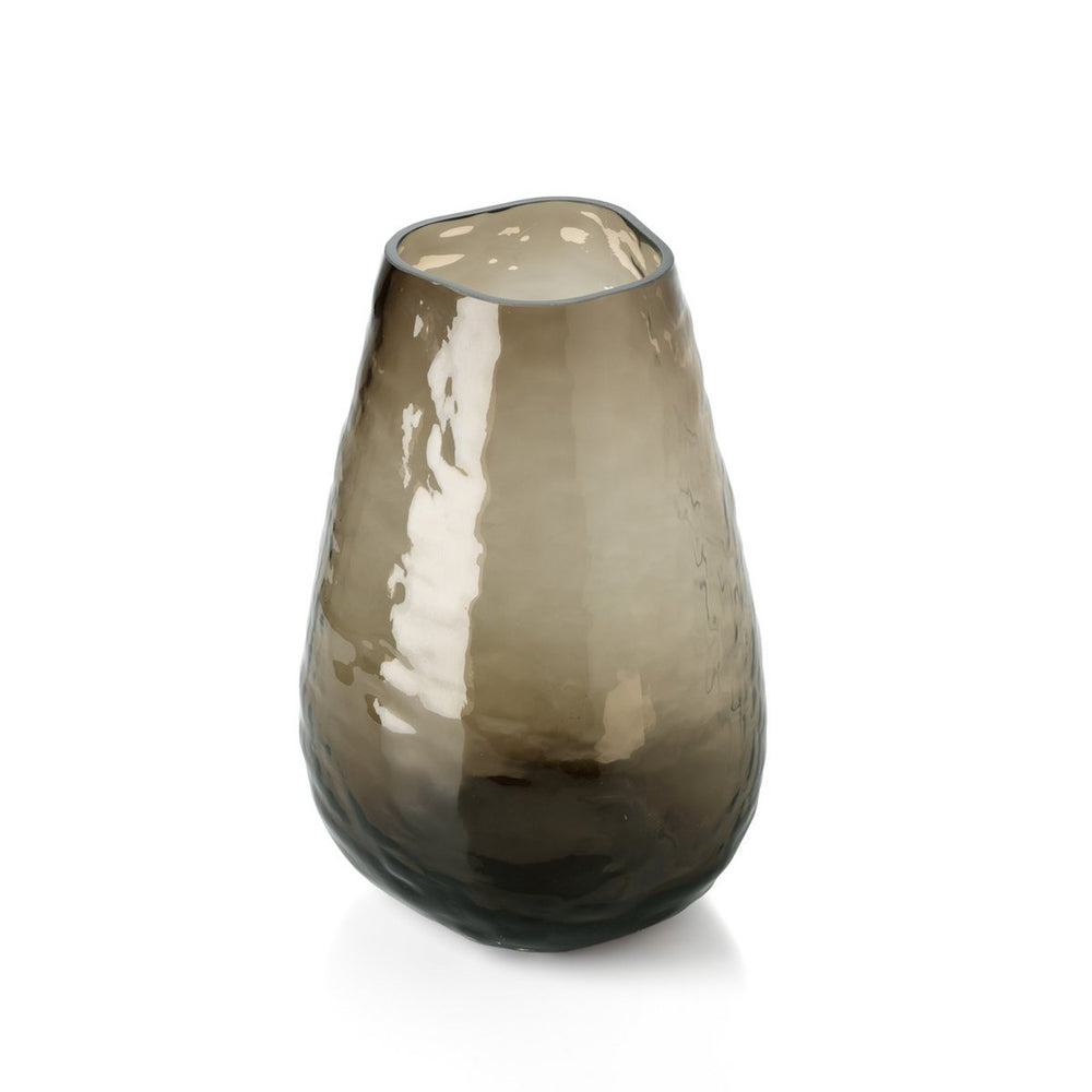 Smoky gray glass vase on a white background
