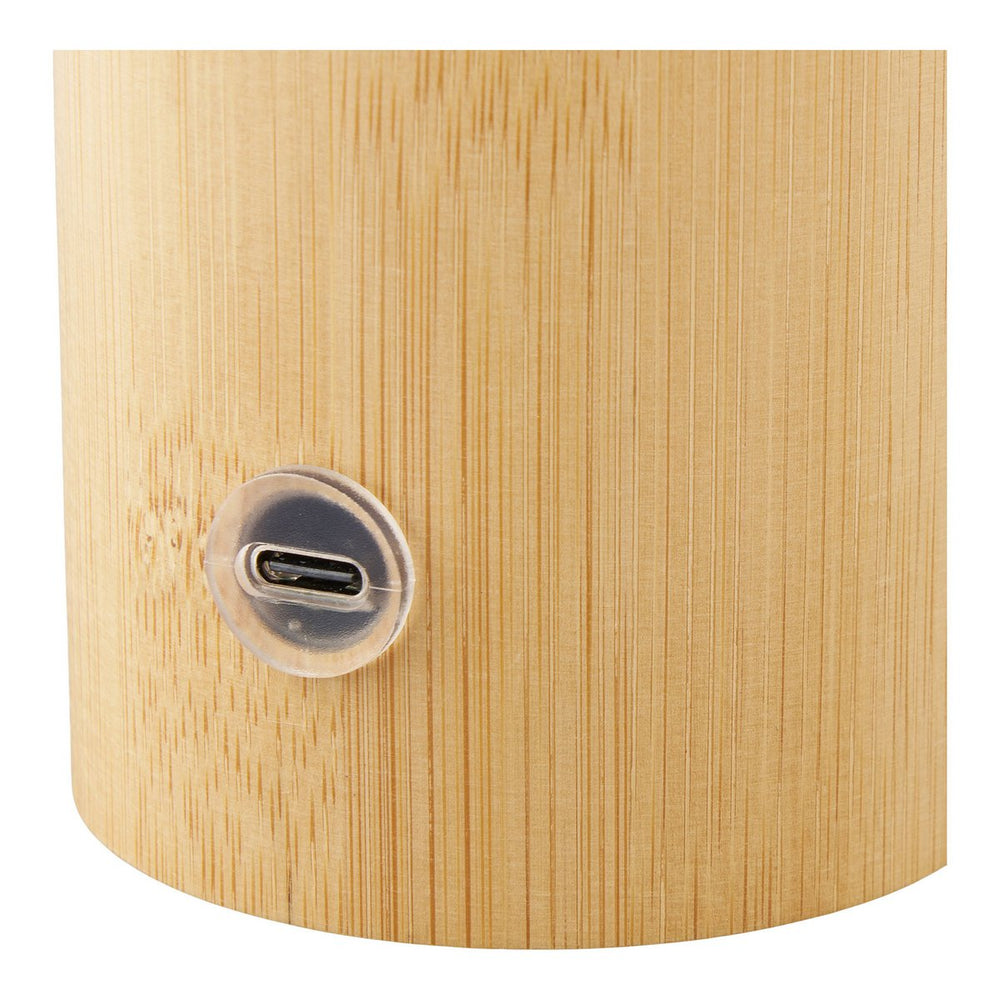 Natural bamboo and white metal rechargeable table lamp