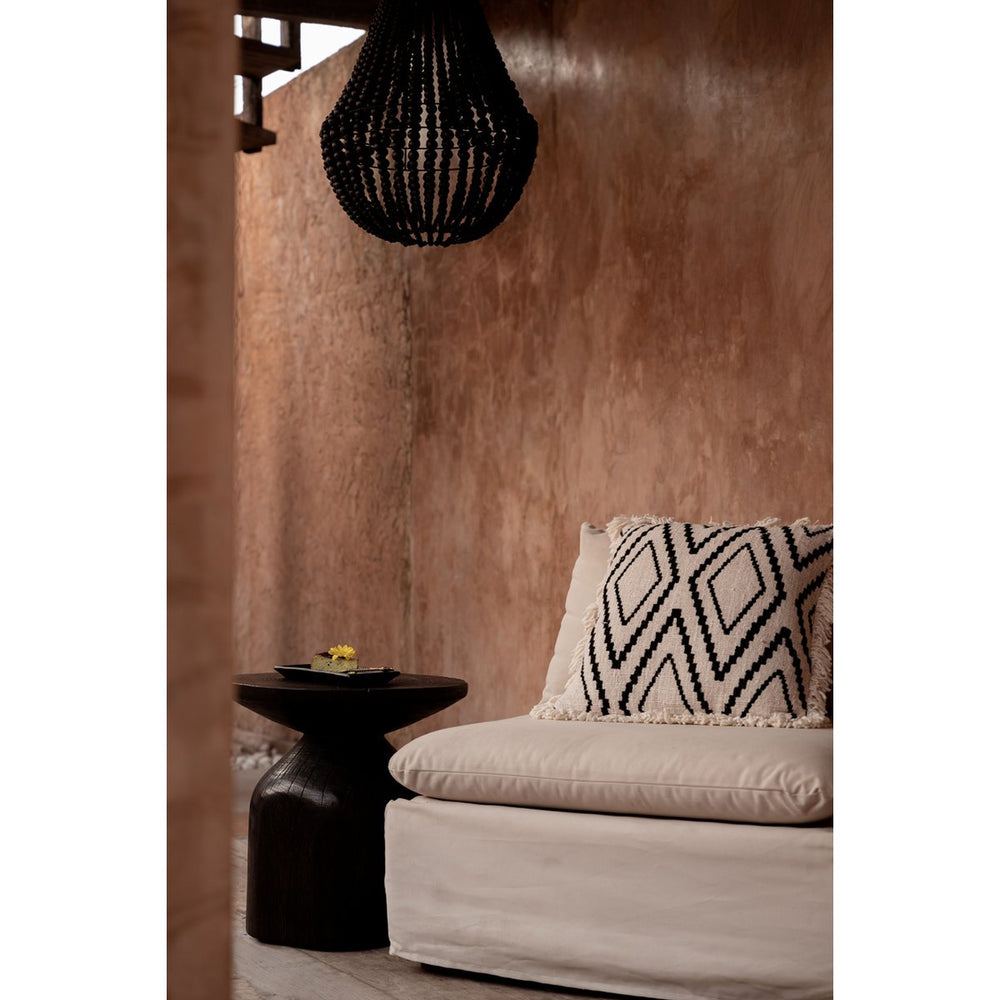 Black geometric cotton cushion cover