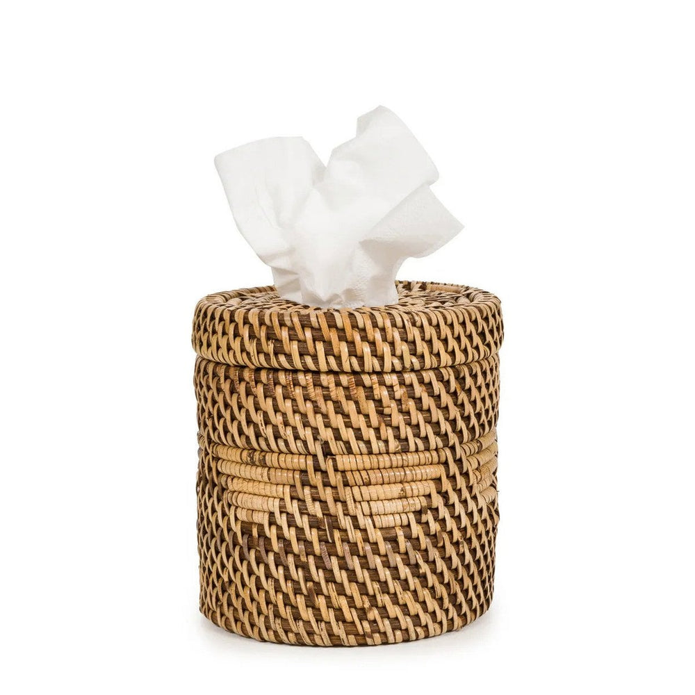 Natural brown handwoven rattan tissue box