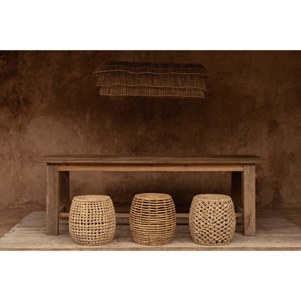 Brown woven banana leaf round stool