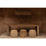 Brown woven banana leaf round stool