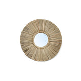 Natural grass framed round mirror