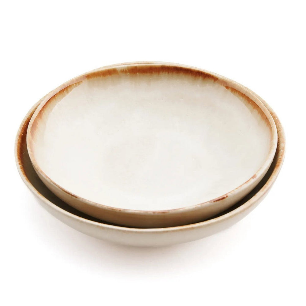 White stoneware small bowl plate with gold accent