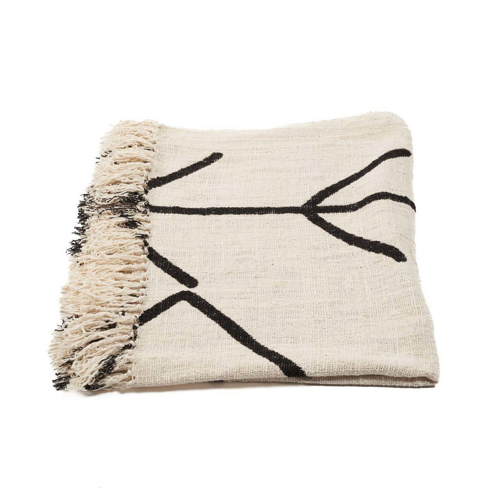 Black cotton throw with Evil Eye design