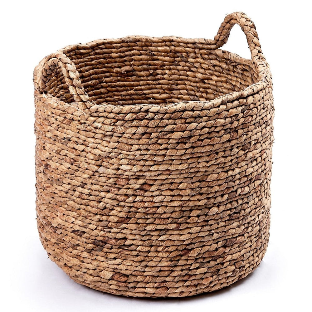 Brown woven water hyacinth basket with handles
