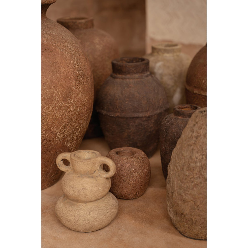 Beige terracotta vase with sand finish