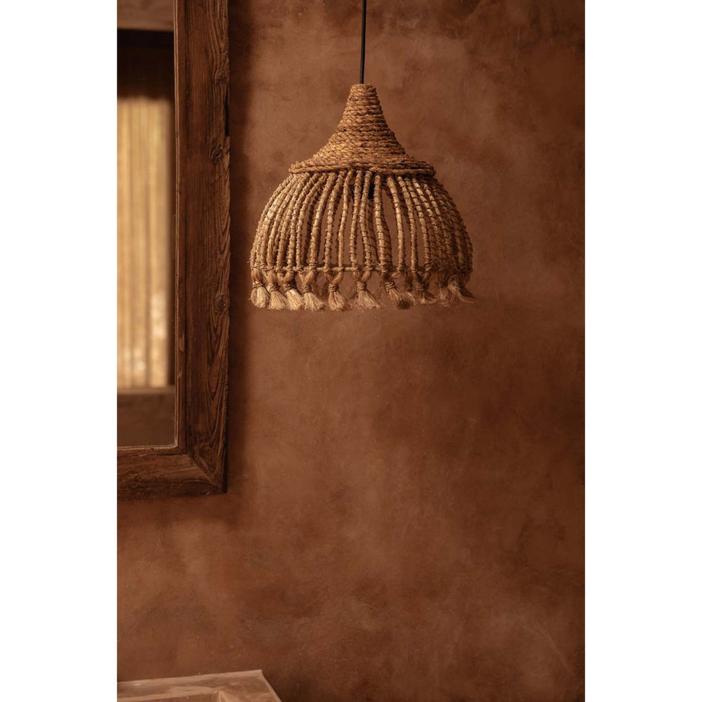 Natural abaca tassel pendant light