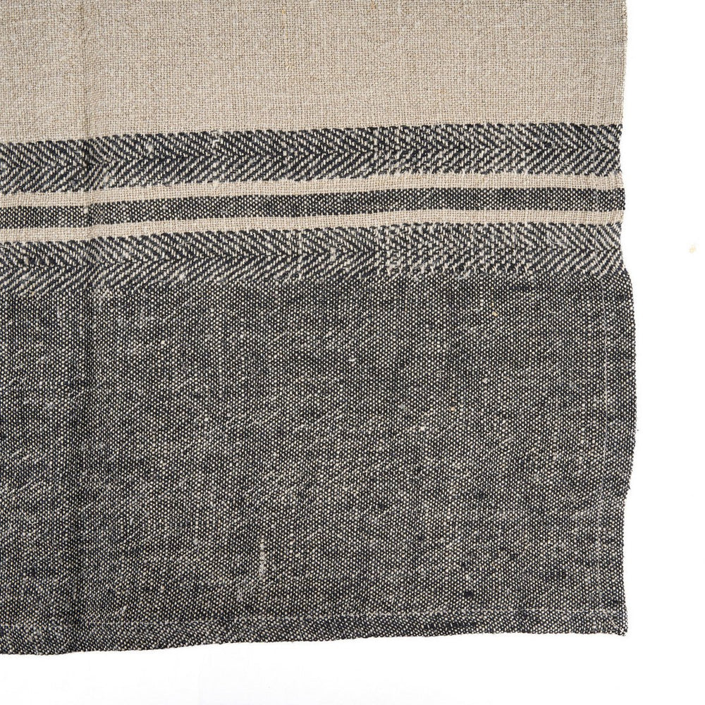 Natural black striped linen kitchen towel