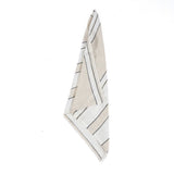 Natural linen napkin with black and white stripes