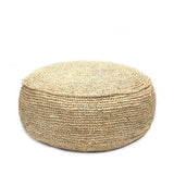 Natural woven raffia pouffe