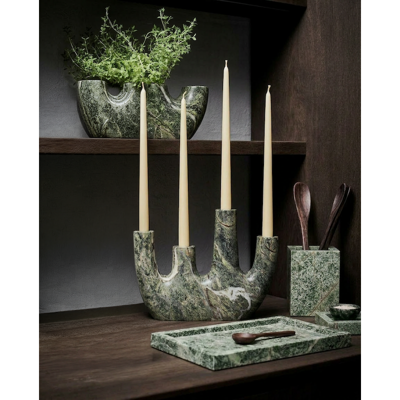 Green marble vase