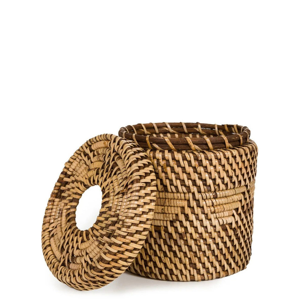 Natural brown handwoven rattan tissue box