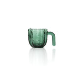 Green textured glass stacking cups and mugs set