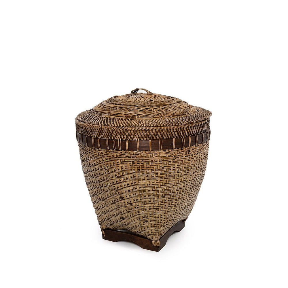 Natural brown woven rattan storage basket