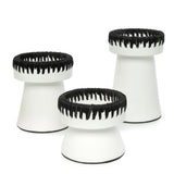 White and black terracotta candle holder with raffia trim