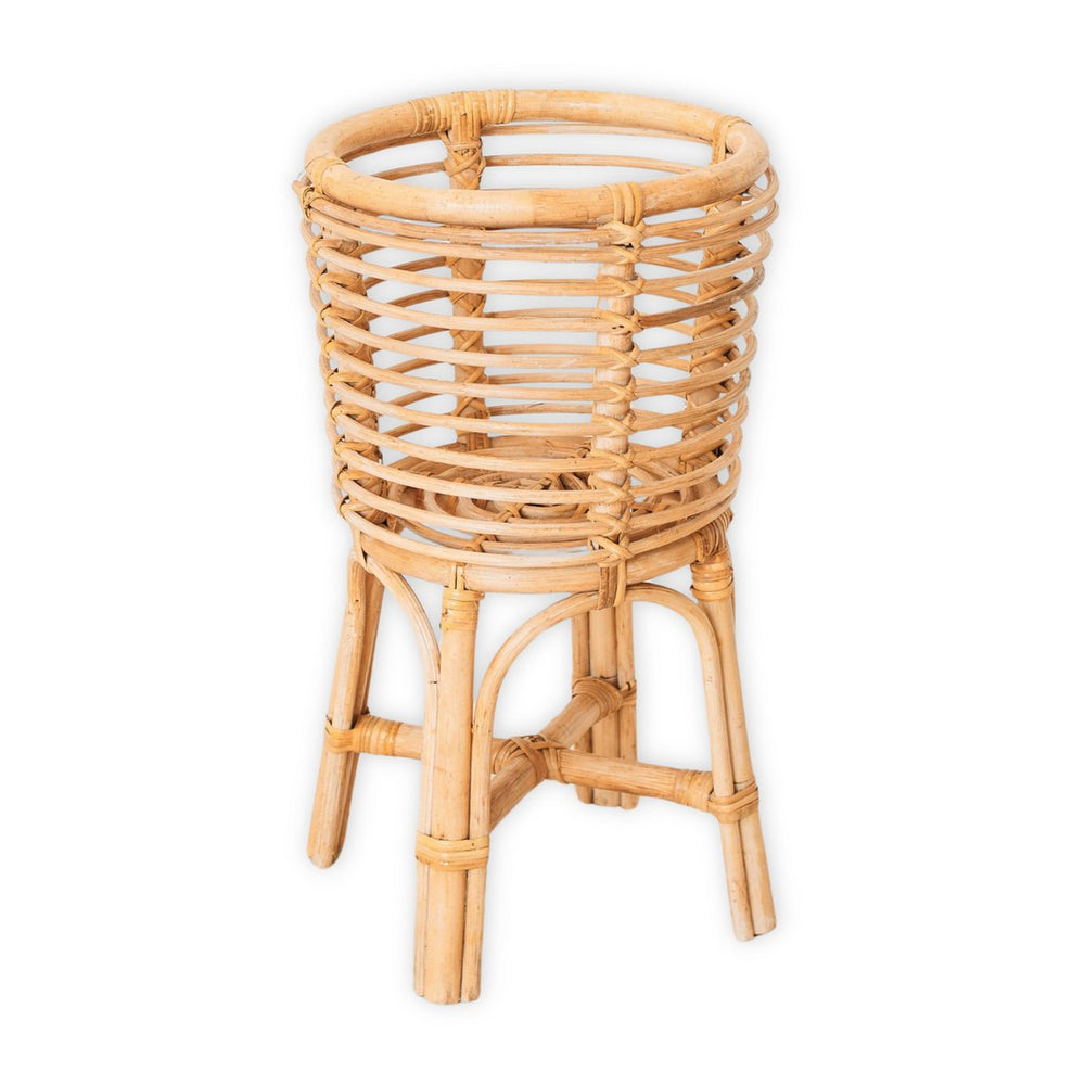 Natural rattan round plant stand