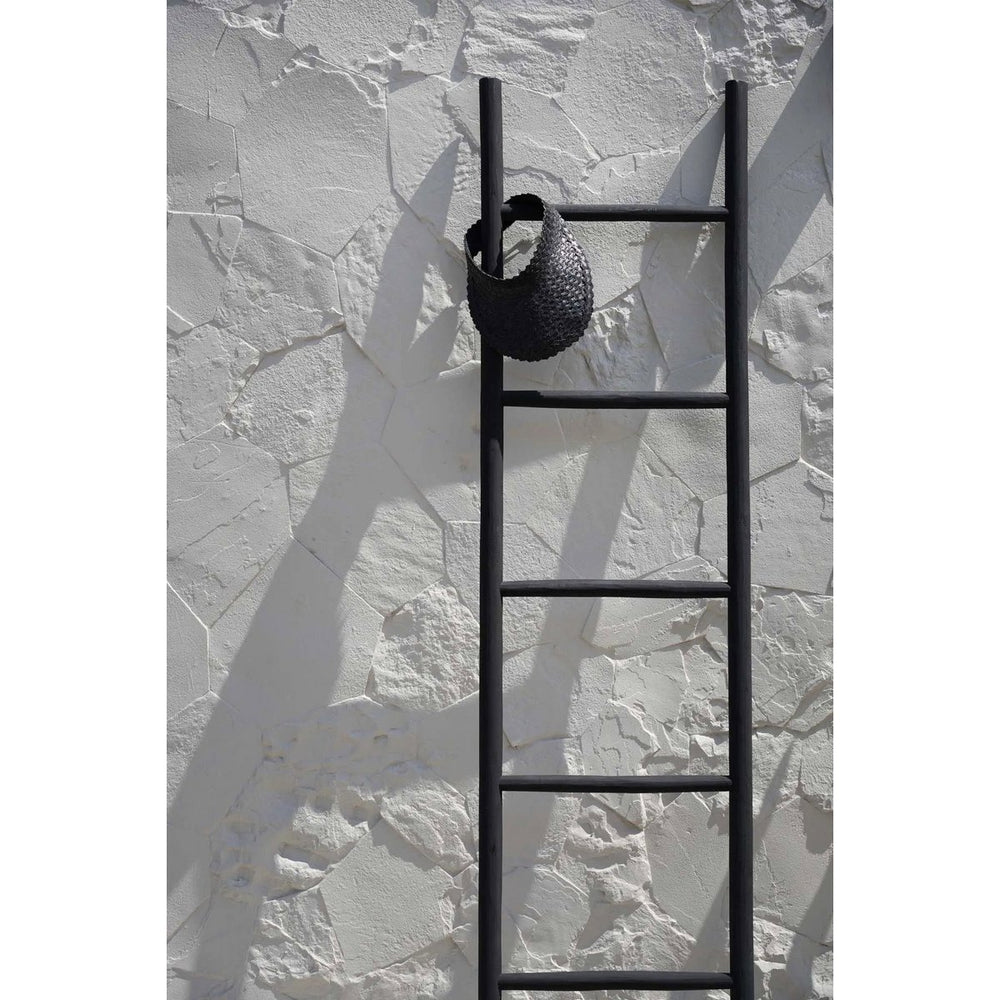 Black solid teak wood ladder