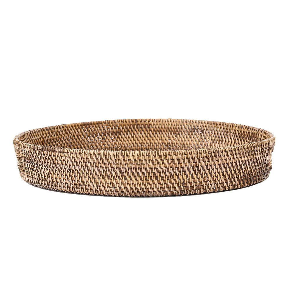 Natural brown handwoven rattan tray