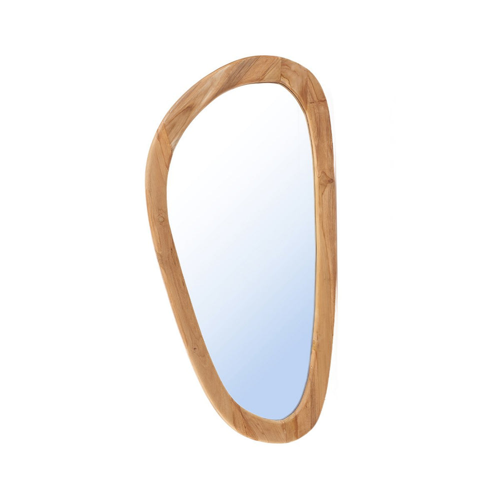 Beige organic teak wood wall mirror