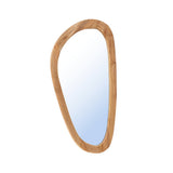 Beige organic teak wood wall mirror