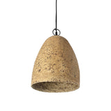 Brown papier-mâché pendant lamp with rounded silhouette