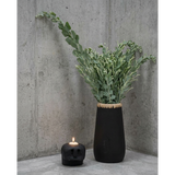 Black terracotta vase with raffia detail