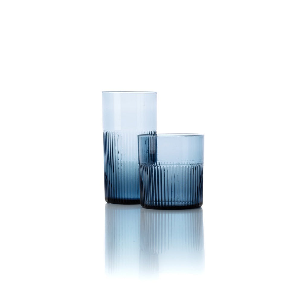 Blue rippled glass tumbler