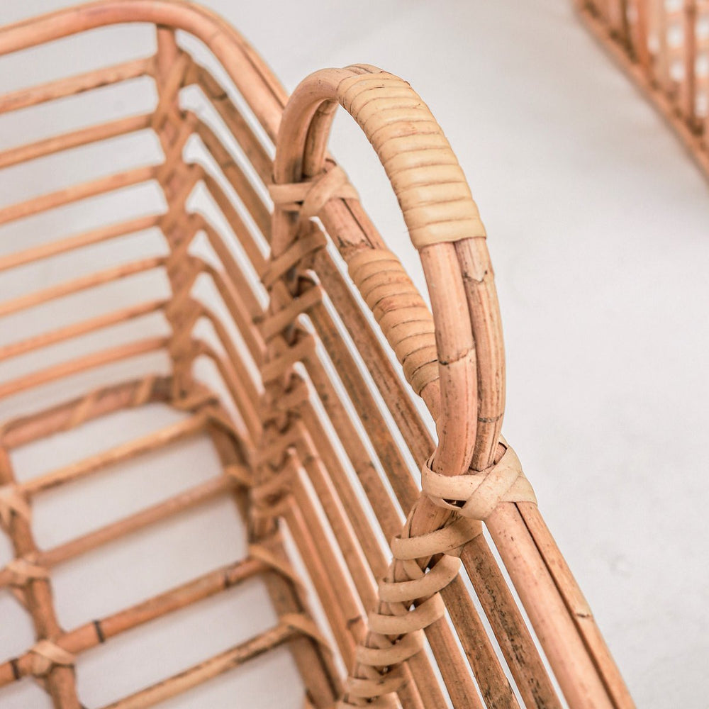 Beige woven rattan storage basket