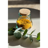 Blue recycled glass jar with cork lid