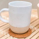Round brown rattan coasters, set of 4