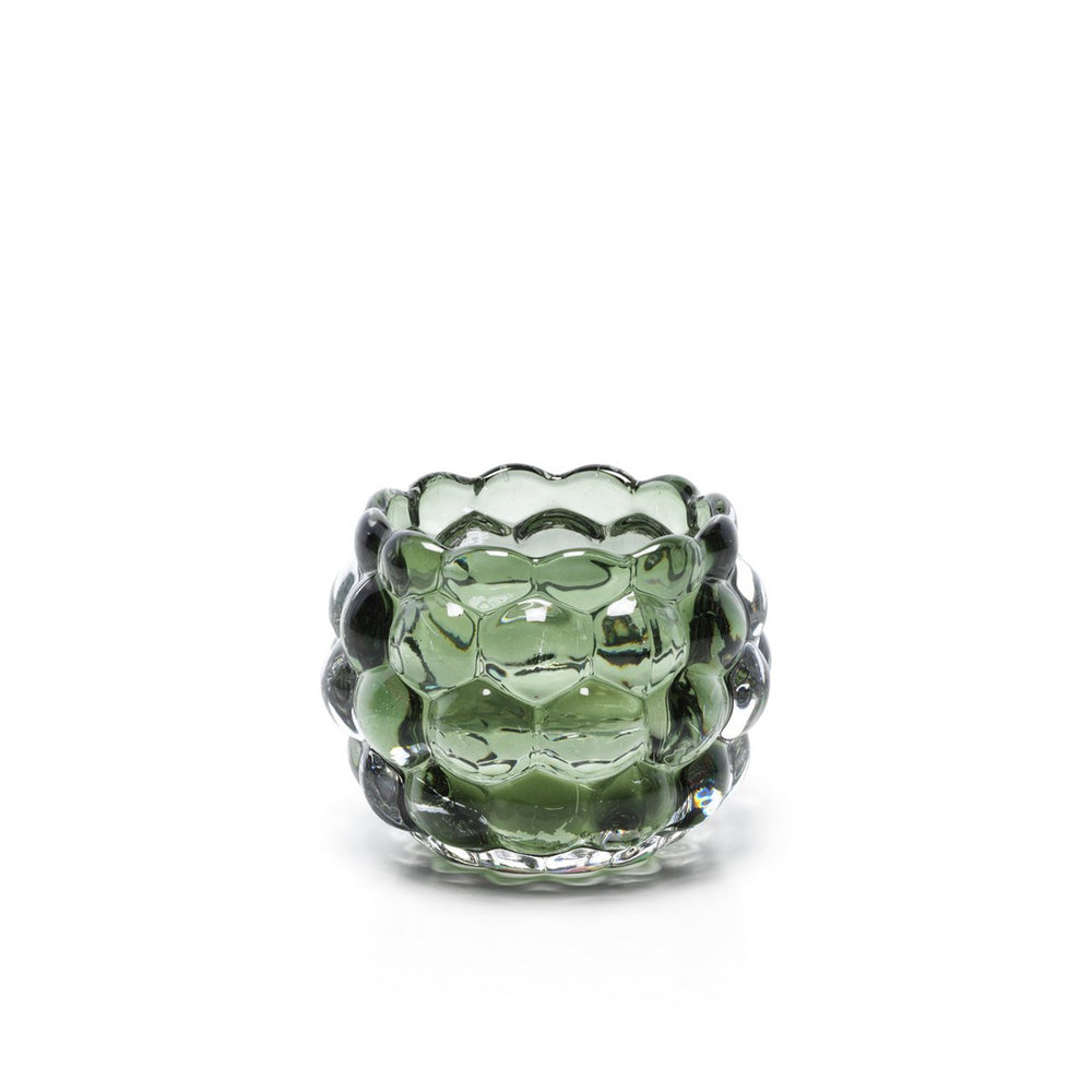 Green recycled glass bubble candle holder