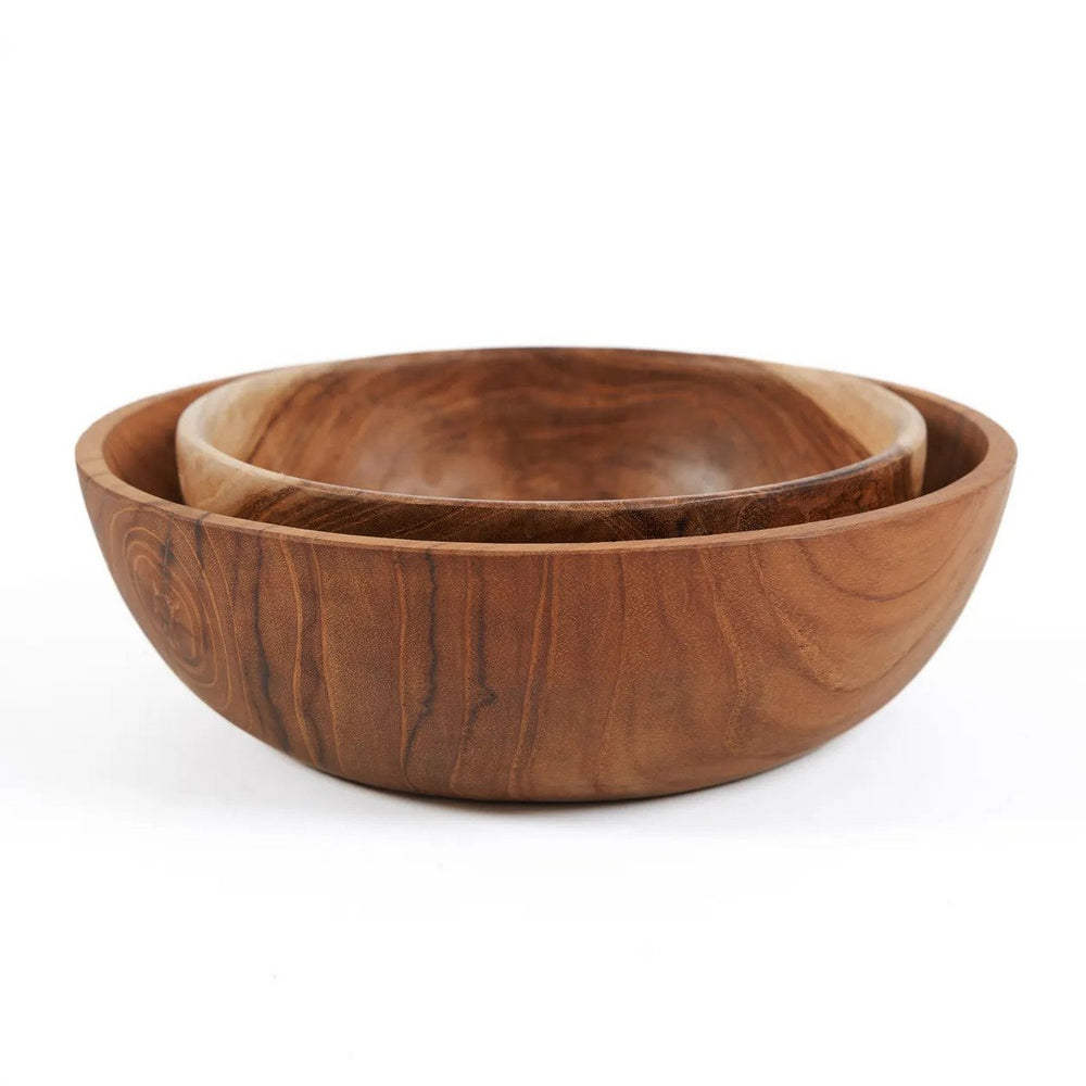 Brown teak wood snack bowl