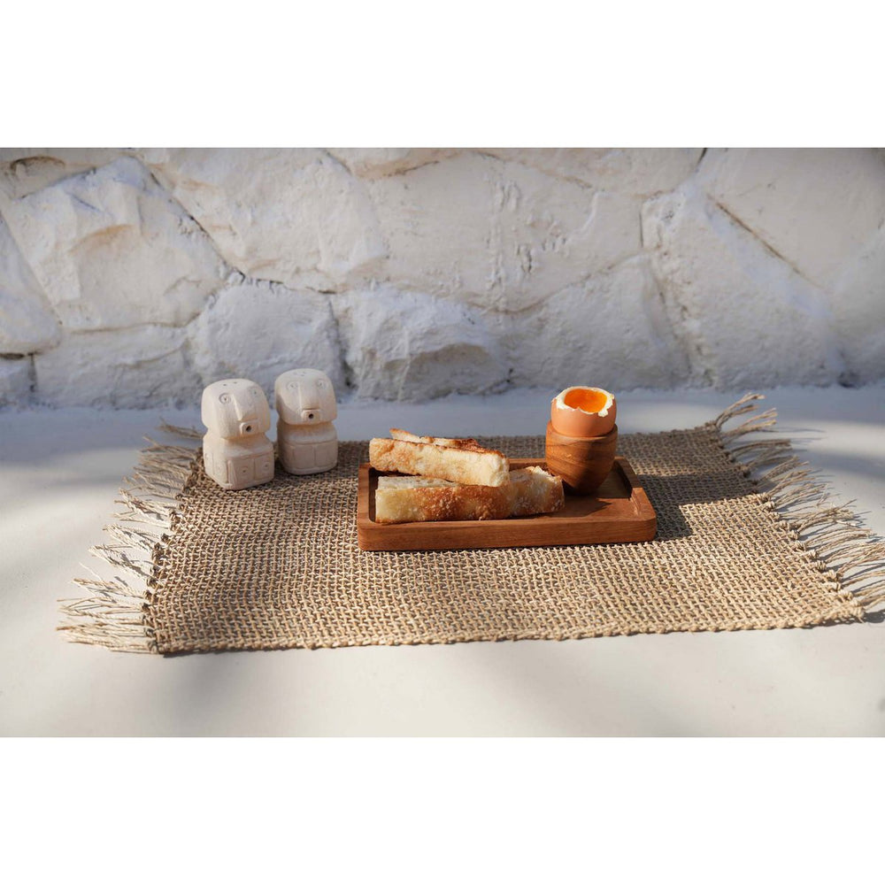 Hand-carved sandstone salt and pepper shakers set