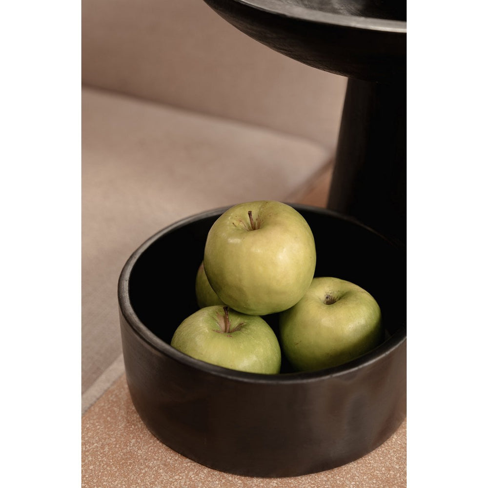 Black terracotta cylinder serving dish