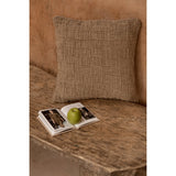Natural woven linen cushion cover with damier pattern