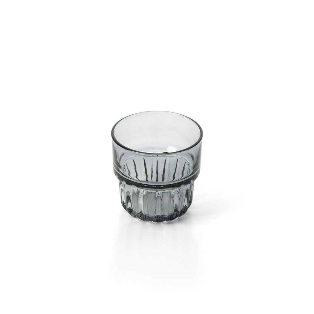 Smoky grey faceted glass tumbler