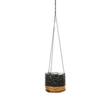 Black woven banana leaf hanging plant basket