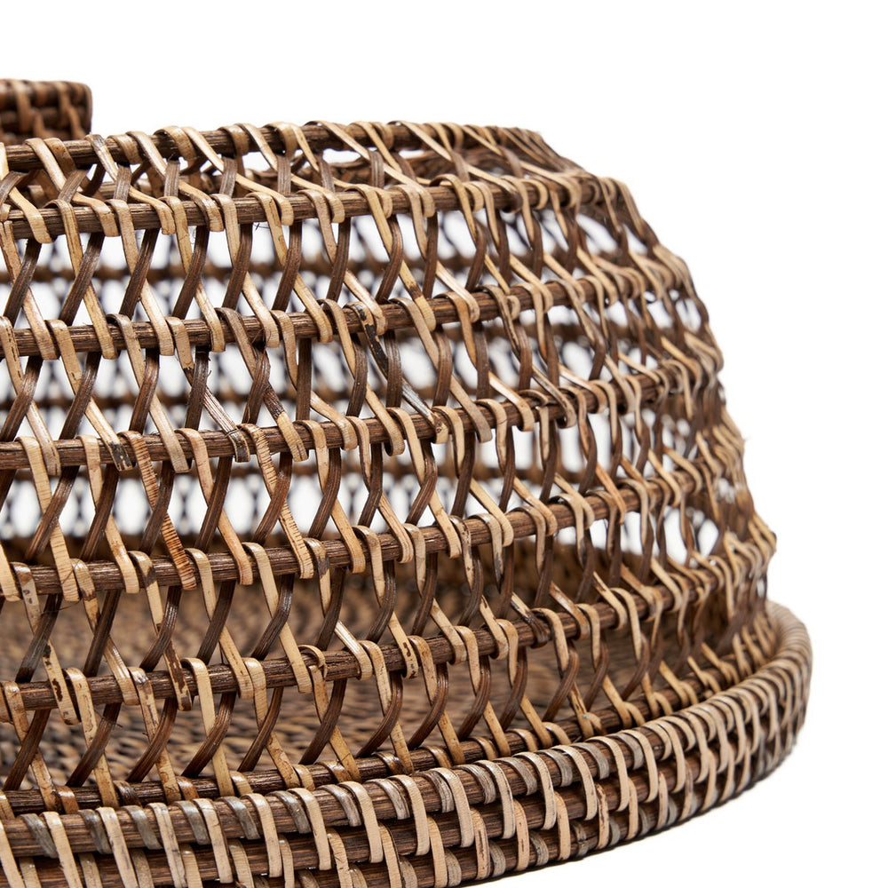 Brown woven rattan food cover