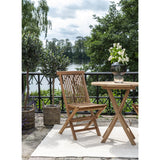 Natural teak wood dining chair with slatted seat and back