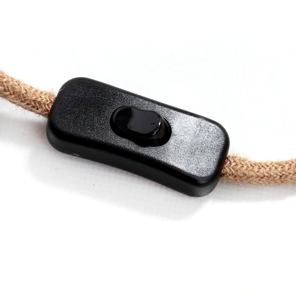 Natural black jute-wrapped ceiling lamp cable fitting