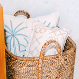 Beige woven water hyacinth laundry basket